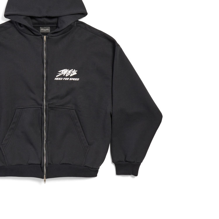 Details for 巴黎世家 x 极速快感 FW24 标志拉链连帽衫 男女同款 黑色 770939TQV721083