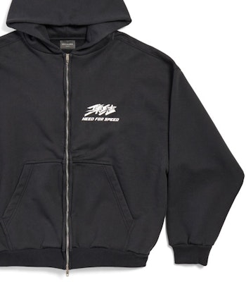 巴黎世家 x 极速快感 FW24 标志拉链连帽衫 男女同款 黑色 770939TQV721083 Details for 巴黎世家 x 极速快感 FW24 标志拉链连帽衫 男女同款 黑色 770939TQV721083