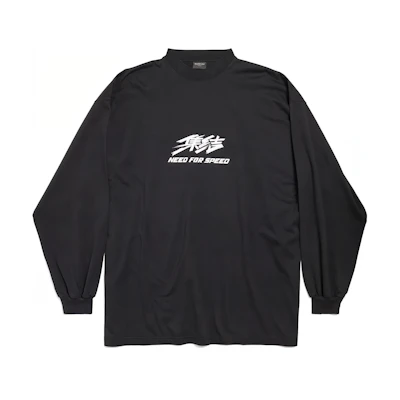Balenciaga Need for Speed SS24 Logo Print Long Sleeve T-Shirt Black Unisex. 796917TQV731083