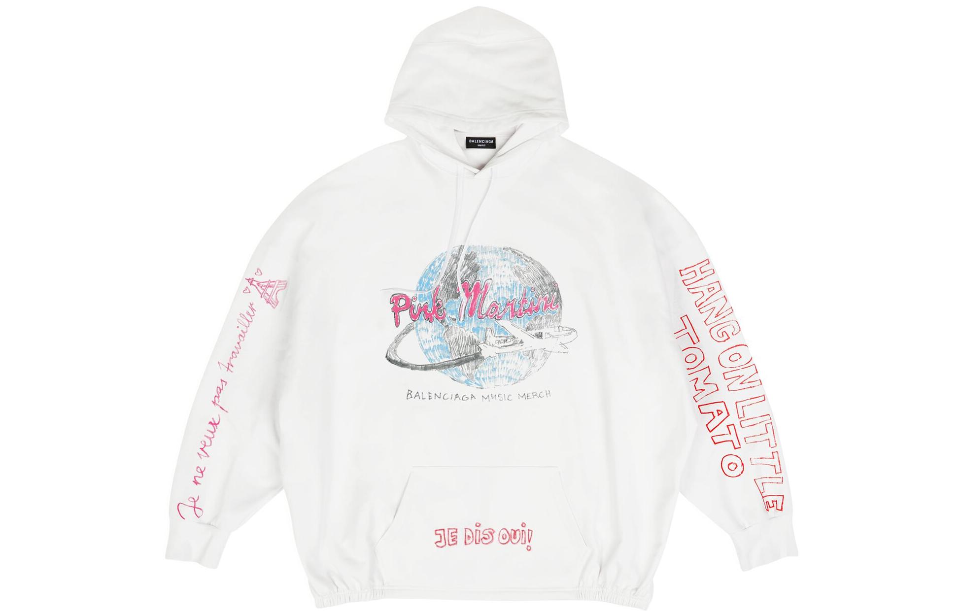 Balenciaga x Pink Martini FW22 Graffiti Print White Hoodie Unisex. 697971TMVO19800