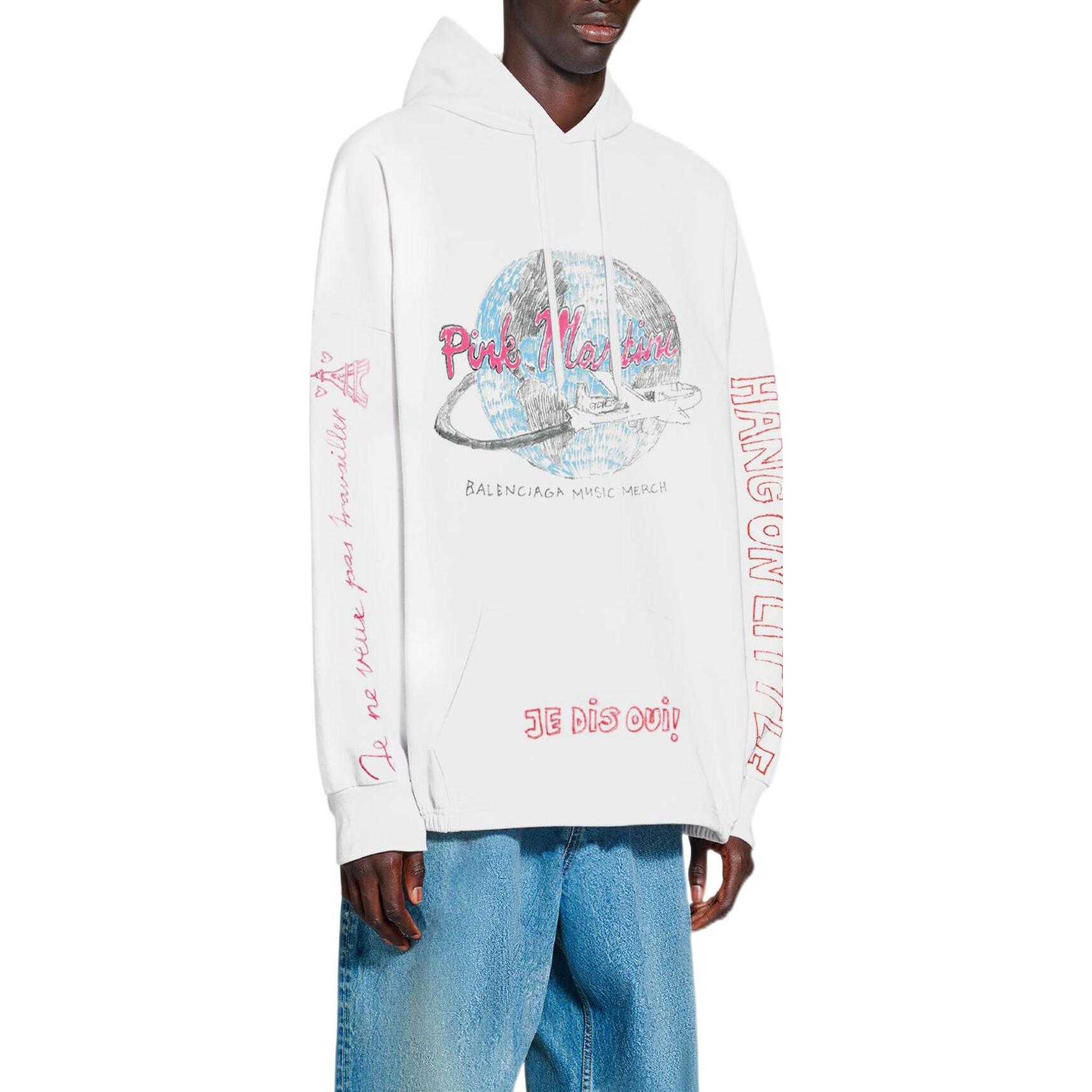 Purchase Balenciaga x Pink Martini FW22 Hoodie Putih dengan Cetakan Graffiti Unisex. 697971TMVO19800