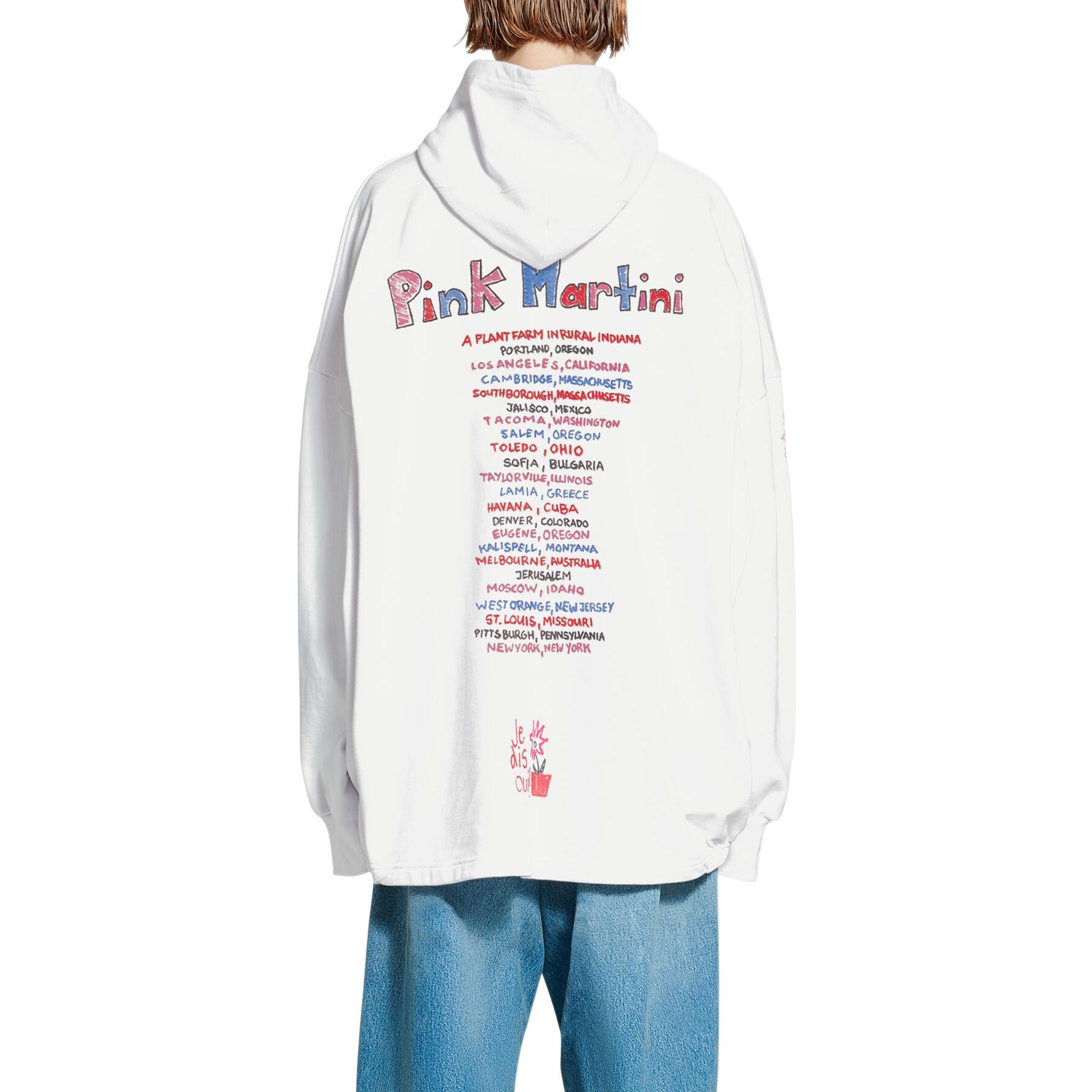 Details for Balenciaga x Pink Martini FW22 Hoodie Putih dengan Cetakan Graffiti Unisex. 697971TMVO19800
