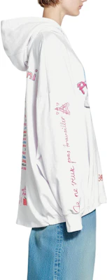 Balenciaga x Pink Martini FW22 Hoodie Putih dengan Cetakan Graffiti Unisex. 697971TMVO19800 Cheap Balenciaga x Pink Martini FW22 Hoodie Putih dengan Cetakan Graffiti Unisex. 697971TMVO19800
