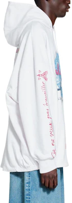 Balenciaga x Pink Martini FW22 Hoodie Putih dengan Cetakan Graffiti Unisex. 697971TMVO19800 1