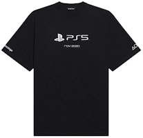 Balenciaga x PlayStation Logo Geometric Print Oversized Unisex Black T-Shirt. 651795TKVF31070 Balenciaga x PlayStation Logo Geometric Print Oversized Unisex Black T-Shirt. 651795TKVF31070