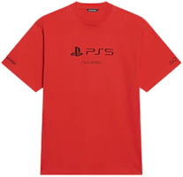 Balenciaga x PlayStation Red Geometric Logo Printed Unisex T-Shirt. 651795TKVF36552 Balenciaga x PlayStation Red Geometric Logo Printed Unisex T-Shirt. 651795TKVF36552