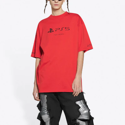 Balenciaga x PlayStation 紅色幾何標誌印花中性T恤 651795TKVF36552 Shop Balenciaga x PlayStation 紅色幾何標誌印花中性T恤 651795TKVF36552