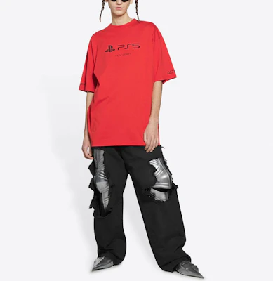 Balenciaga x PlayStation 紅色幾何標誌印花中性T恤 651795TKVF36552 Sizing Balenciaga x PlayStation 紅色幾何標誌印花中性T恤 651795TKVF36552