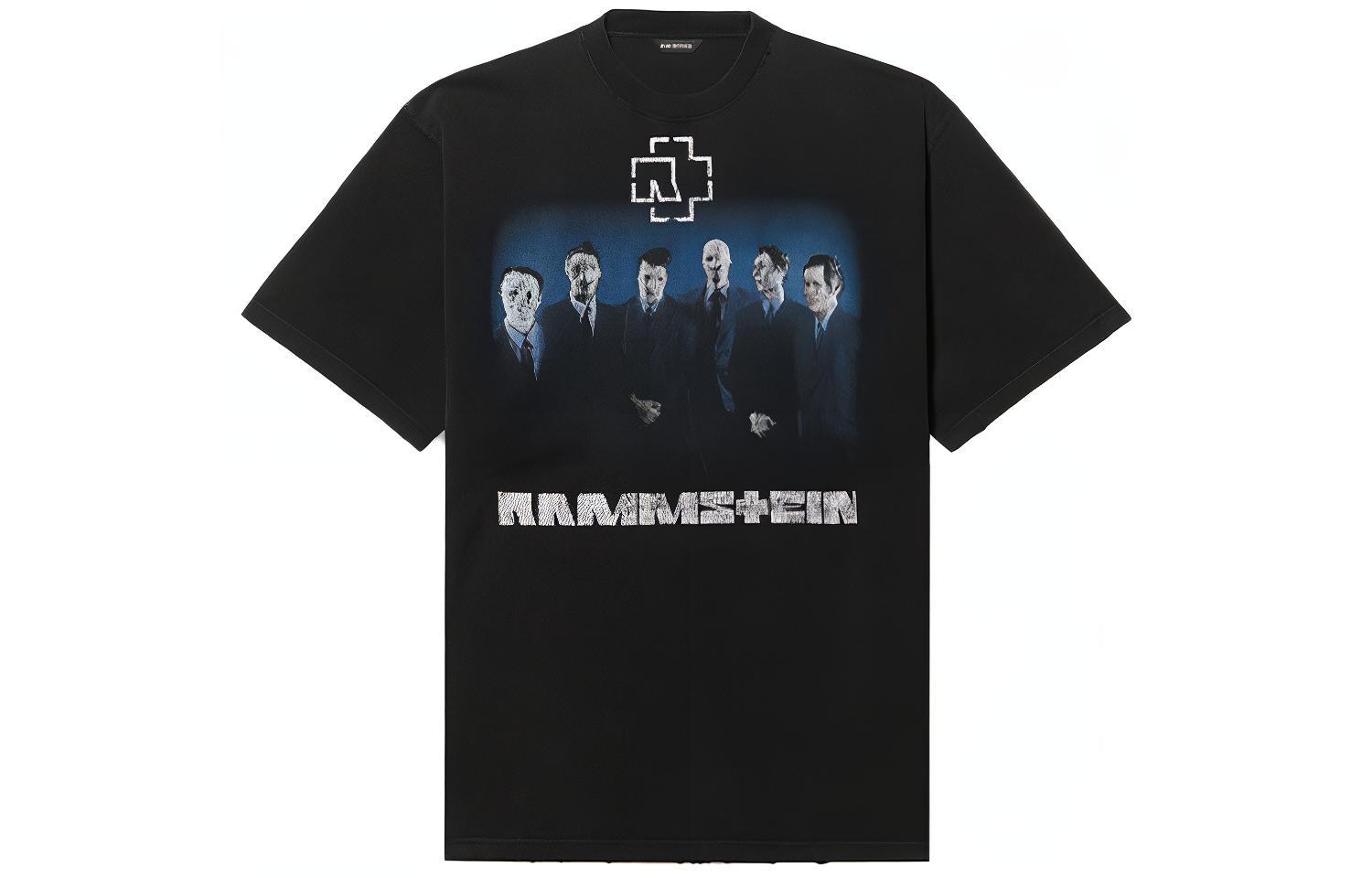 Balenciaga x Rammstein Collab Loose Fit Black T-Shirt. 651795TLV511000