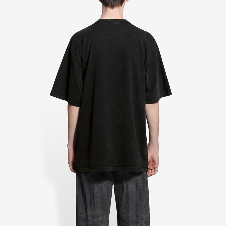 Details for Balenciaga x Rammstein Kolaborasi T-Shirt Longgar Hitam. 651795TLV511000
