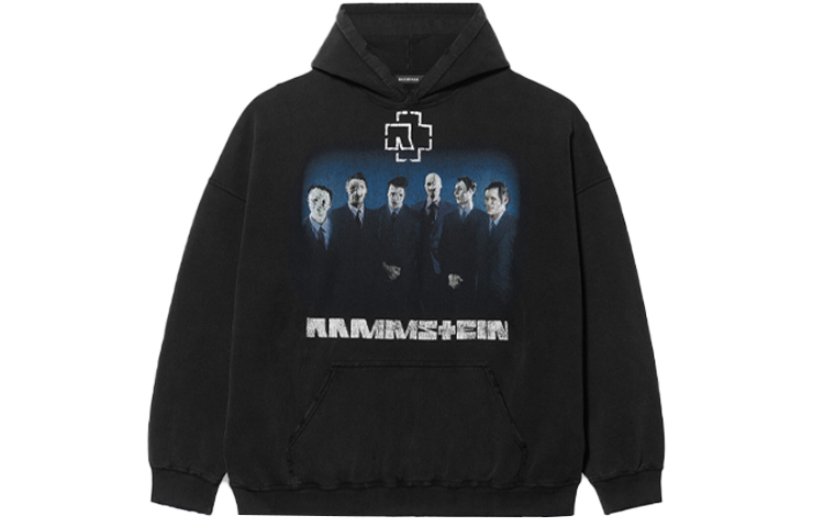 Balenciaga x Rammstein Logo Printed Hoodie Unisex Black. 651799TLV531000