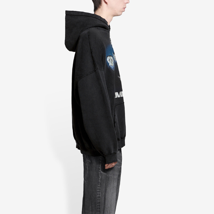 Details for Balenciaga x Rammstein Logo Printed Hoodie Unisex Black. 651799TLV531000