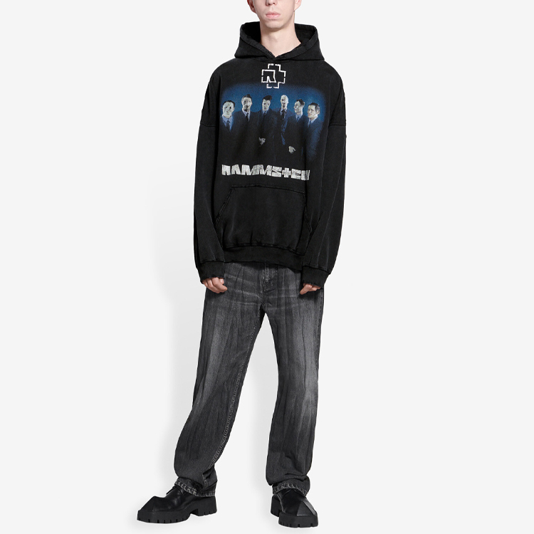 Sizing Balenciaga x Rammstein Logo Printed Hoodie Unisex Black. 651799TLV531000