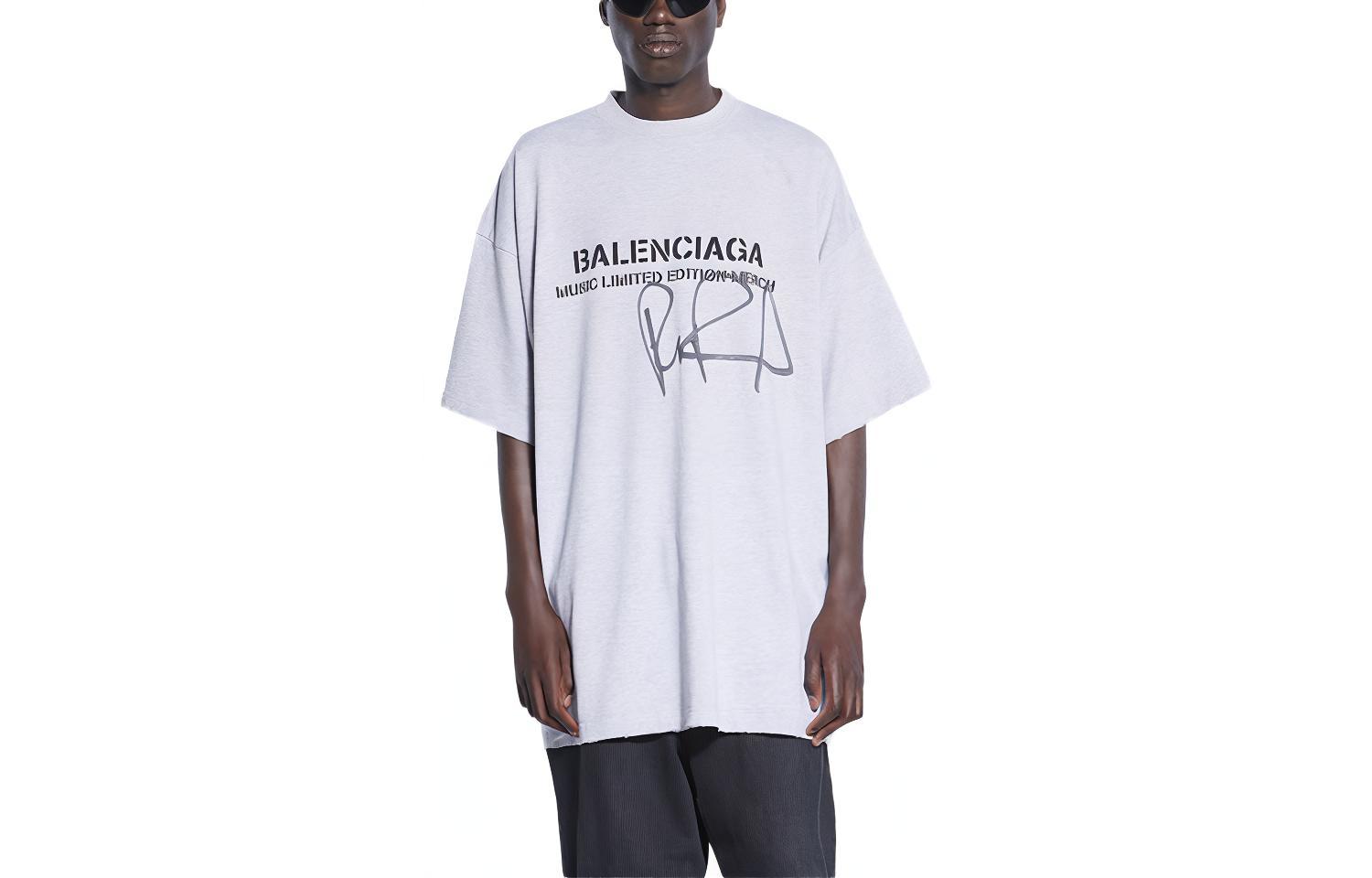 Balenciaga RuPaul Logo Print Grey Loose Fit Crewneck T-Shirt. 676589TLV571376