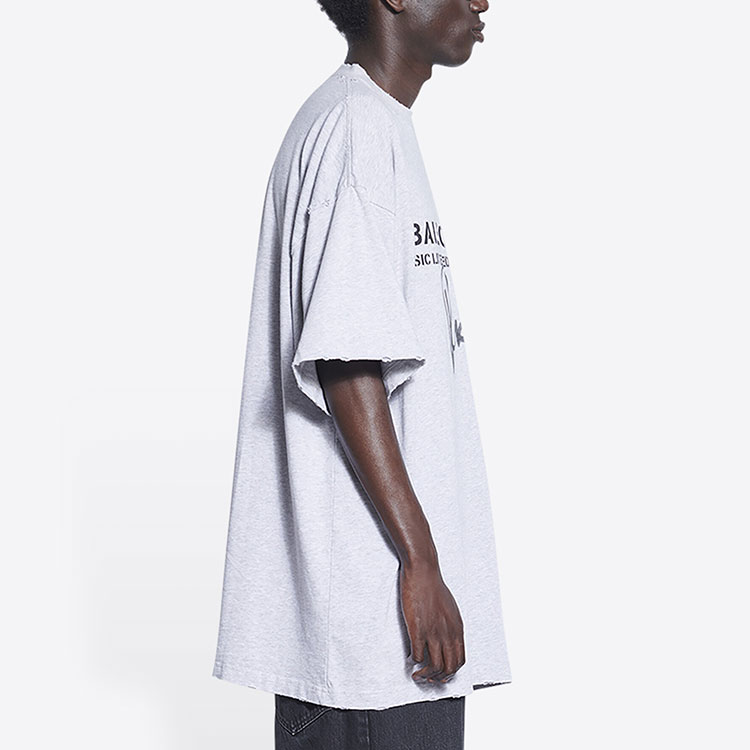Balenciaga RuPaul Logo Print Grey Loose Fit Crewneck T-Shirt. 676589TLV571376 圖 5
