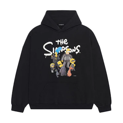 Balenciaga The Simpsons Black Graphic Print Hoodie Mens Casual Wear. 674986TLVG81000