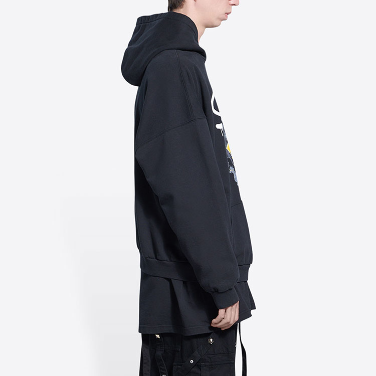 Sizing 발렌시아가 x 심슨 가족 블랙 그래픽 프린트 후디 남성 캐주얼웨어. 674986TLVG81000