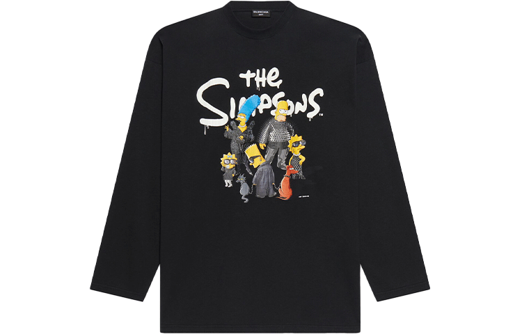 Order Balenciaga x The Simpsons Cartoon Crewneck Black T-Shirt for Men. 681046TLVG70100
