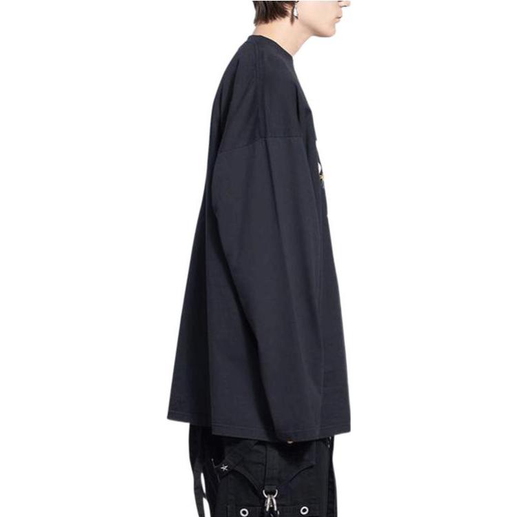 Details for Balenciaga x The Simpsons Cartoon Crewneck Black T-Shirt for Men. 681046TLVG70100