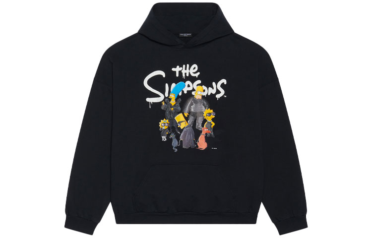 Balenciaga x The Simpsons FW21 Black Cartoon Print Hoodie Unisex. 675003TLVG81000