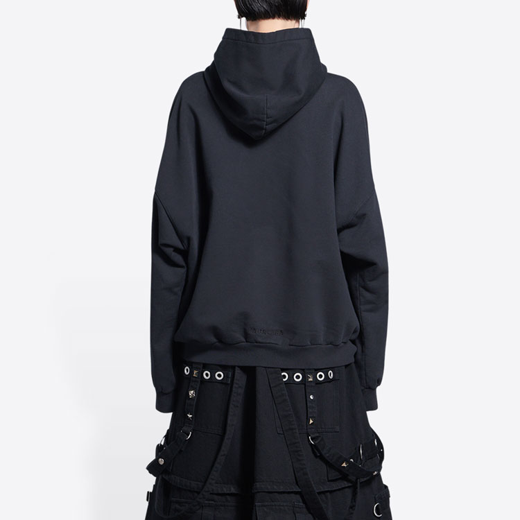 Sizing 발렌시아가 x 심슨 FW21 블랙 만화 프린트 후드티 유니섹스. 675003TLVG81000