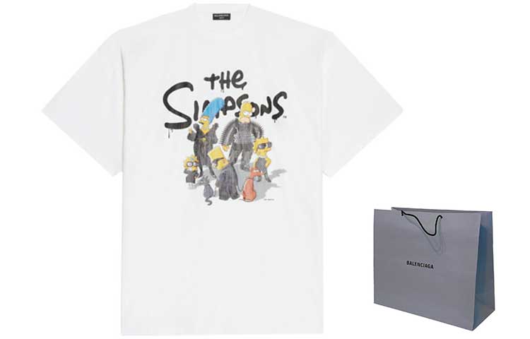 Shop Balenciaga x The Simpsons White Graphic Print Crewneck T-Shirt . 676589TLVG70901