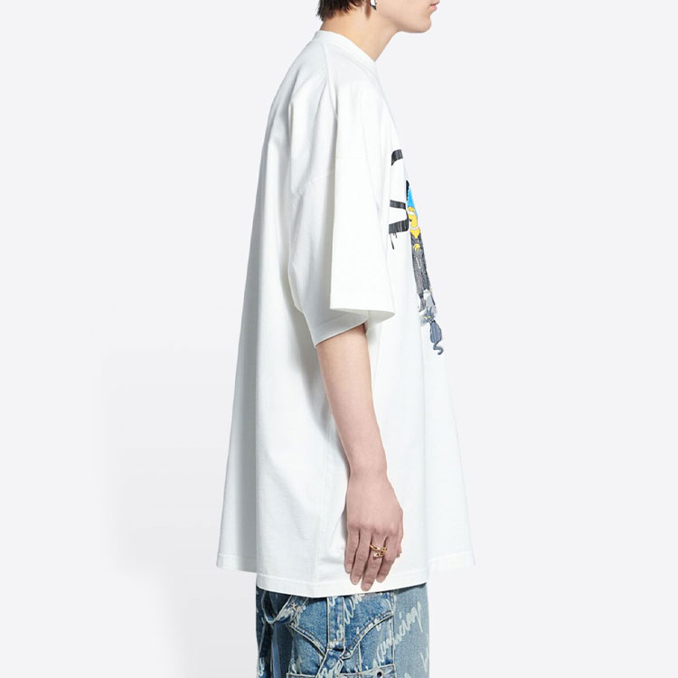 Cheap Balenciaga x The Simpsons White Graphic Print Crewneck T-Shirt . 676589TLVG70901