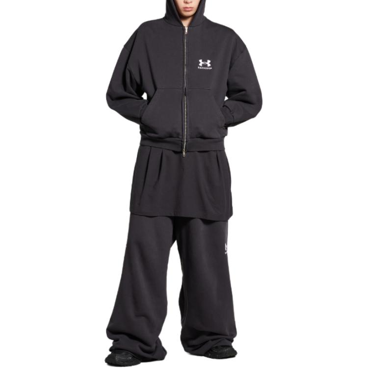 Shop Balenciaga x Under Armour FW24 Sudadera con Capucha Negra Unisex Logo Regular. 803264TRVB89034