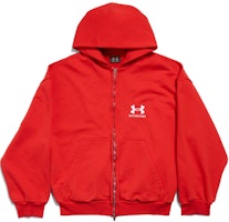 Balenciaga x Under Armour FW24 Red Logo Print Zip Hoodie Unisex Regular Fit. 803264TRVB86540 Balenciaga x Under Armour FW24 Red Logo Print Zip Hoodie Unisex Regular Fit. 803264TRVB86540