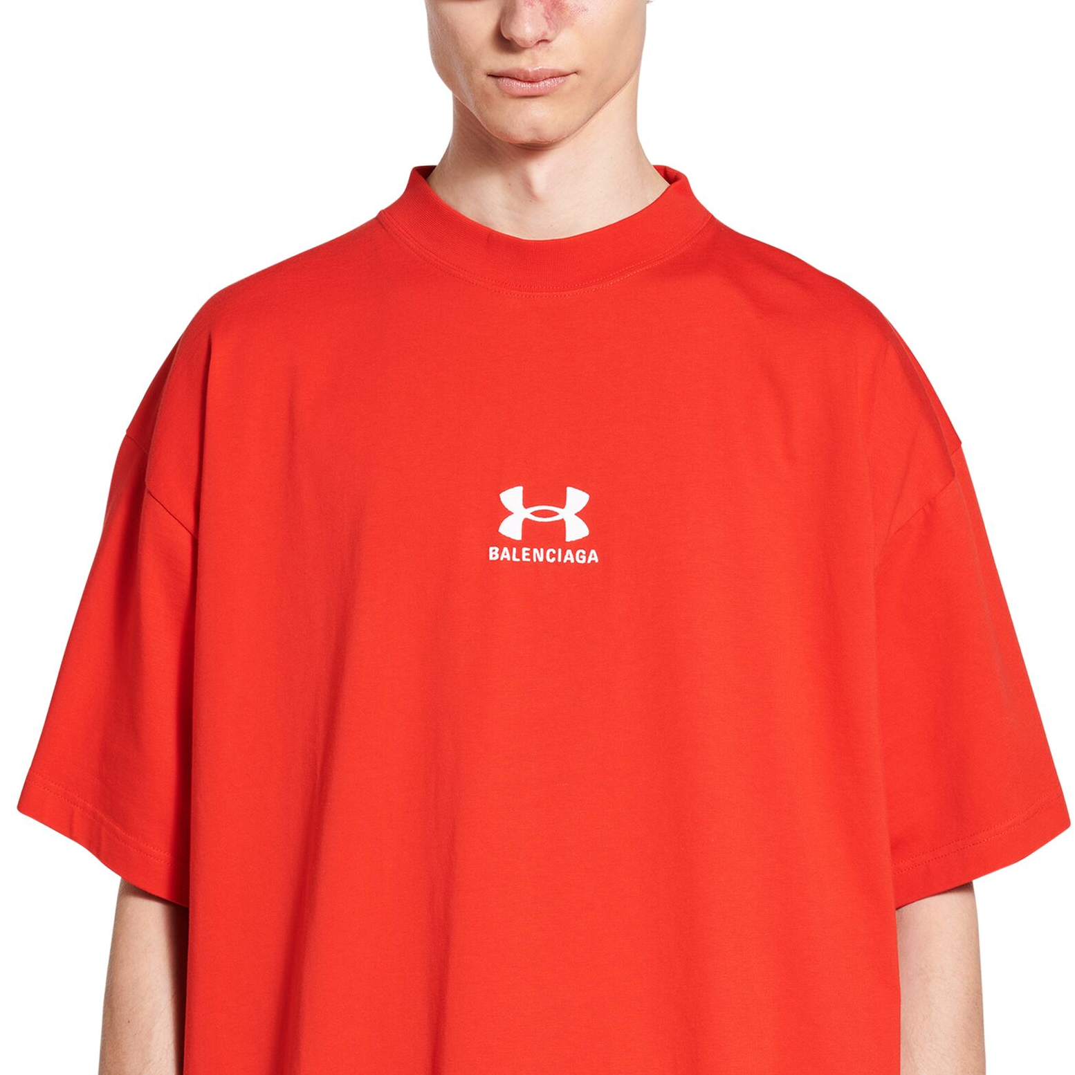 Balenciaga Under Armour Logo Print Red Short Sleeve Loose Fit Unisex T-Shirt 787349TRVB76540 圖 7