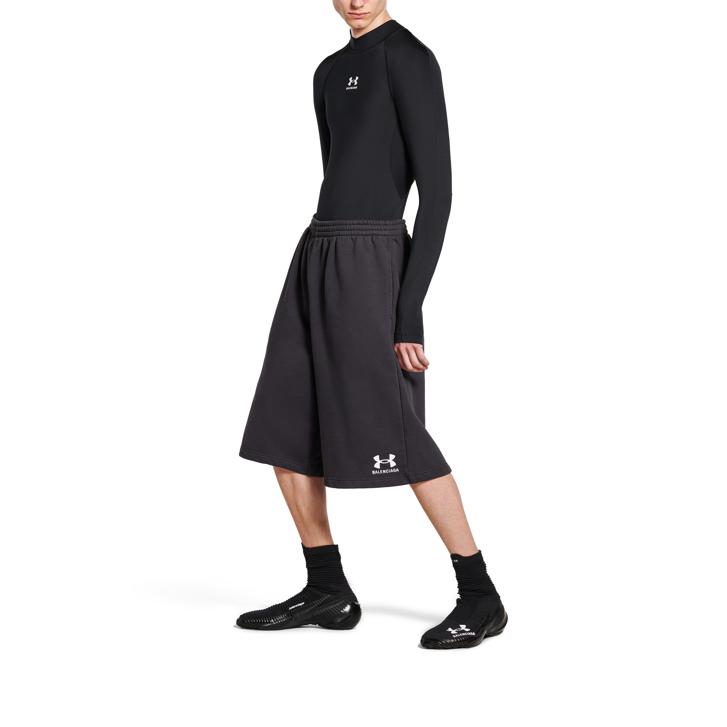 Details for 巴黎世家 x Under Armour SS25 標誌印花寬鬆短褲 黑色 795261TRVB89034