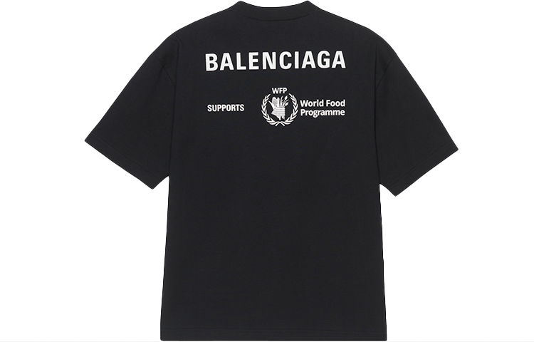Lookbook Camiseta Negra Balenciaga x WFP Colaboración Logo Crewneck 612966THV841000