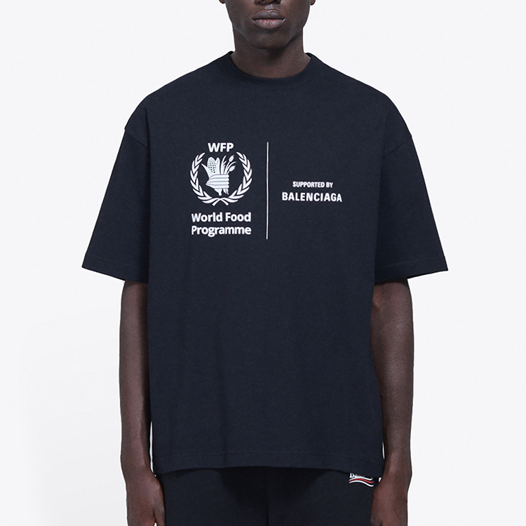 Purchase Camiseta Negra Balenciaga x WFP Colaboración Logo Crewneck 612966THV841000