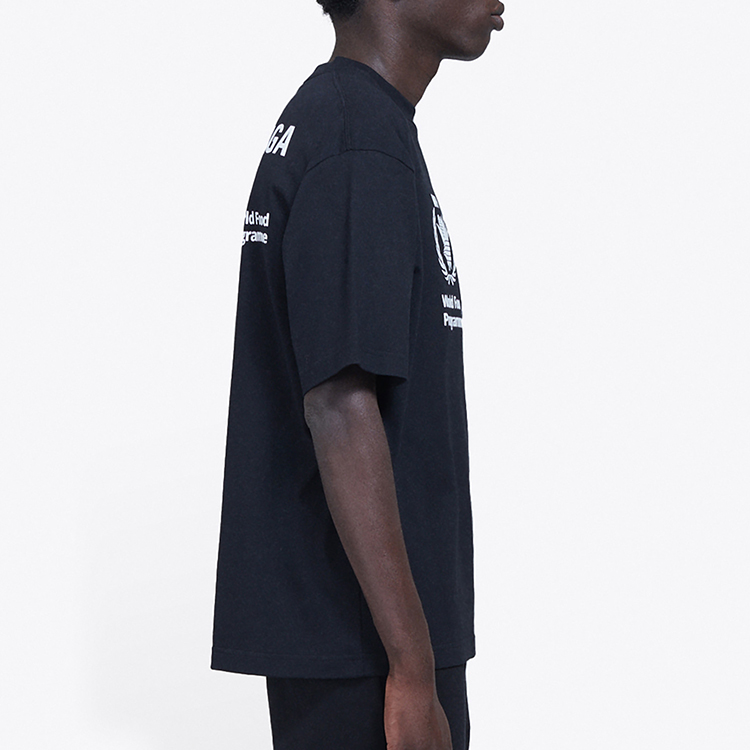 Sizing Camiseta Negra Balenciaga x WFP Colaboración Logo Crewneck 612966THV841000