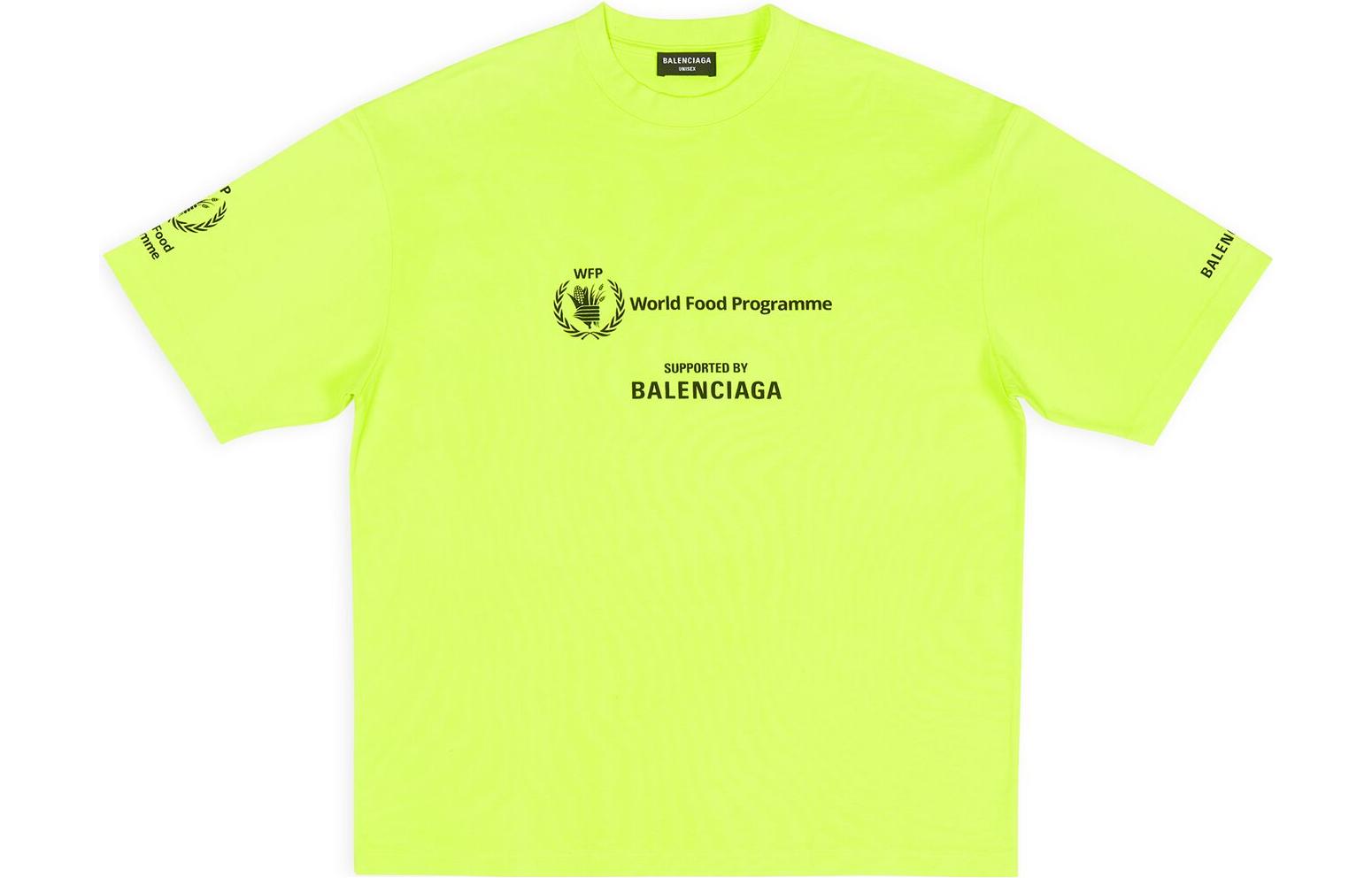 バレンシアガ x WFP FW22 ロゴプリント クルーネック Tシャツ 蛍光