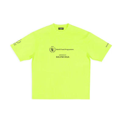 Balenciaga WFP FW22 Logo Print Crewneck T-Shirt Fluorescent Green Mens 612966TMVL27110