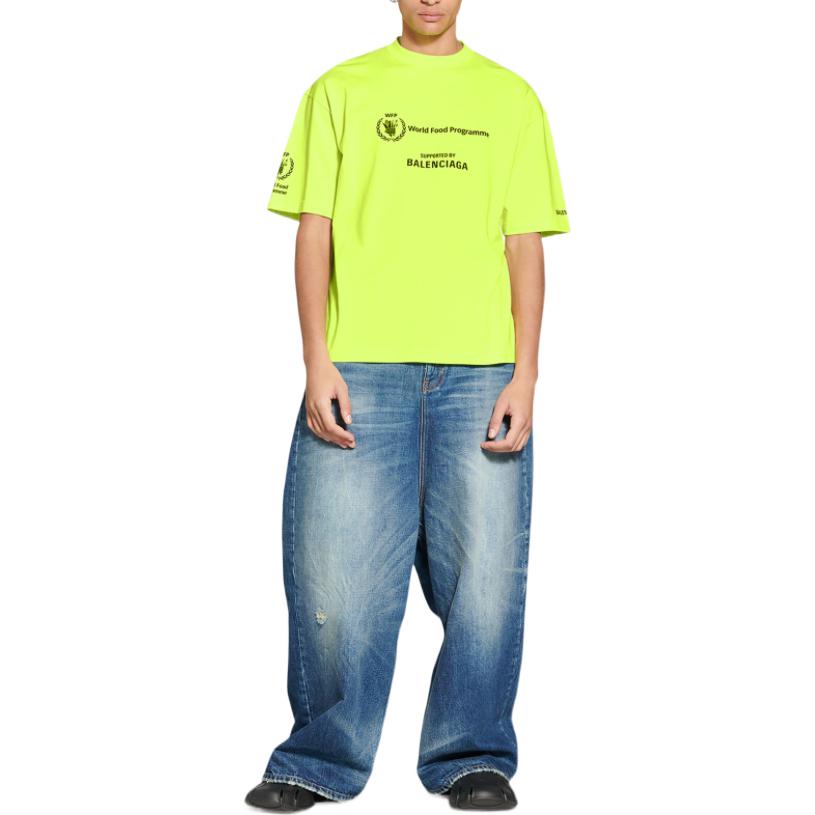 Shop Balenciaga x WFP FW22 螢光綠 logo印花圓領T恤 男款 612966TMVL27110