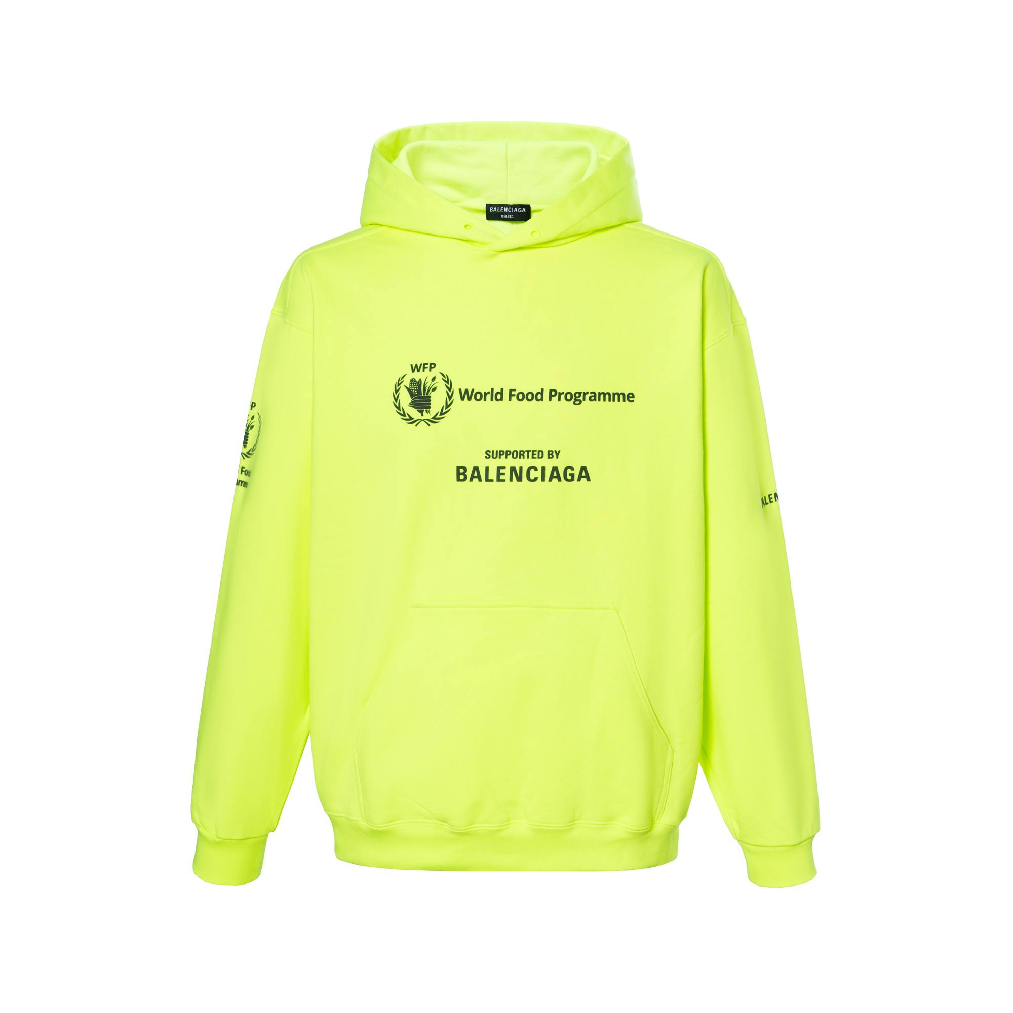 Balenciaga WFP FW22 Logo Print Hoodie Fluorescent Green Mens Pullover 600583TMVL17110