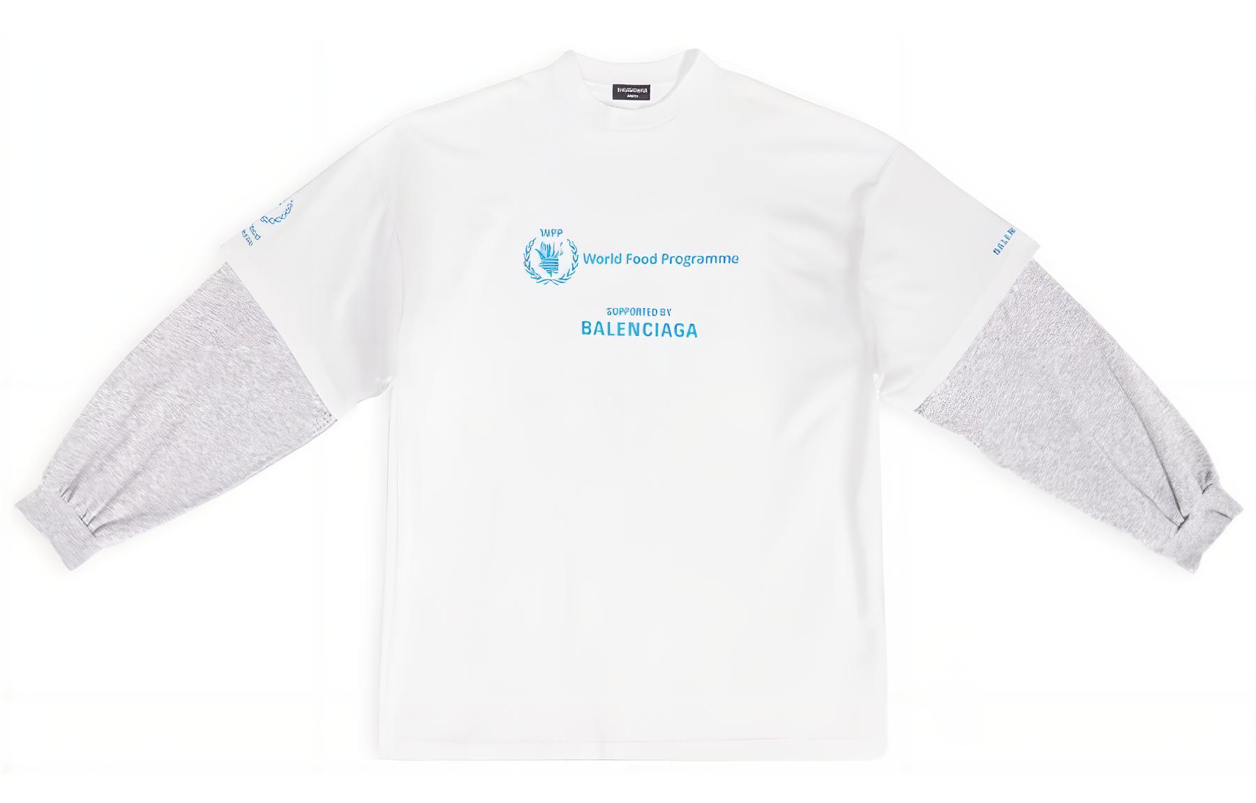 Balenciaga WFP FW22 Logo Print Oversized Long-Sleeve White T-Shirt for Men. 698089TMVL29086