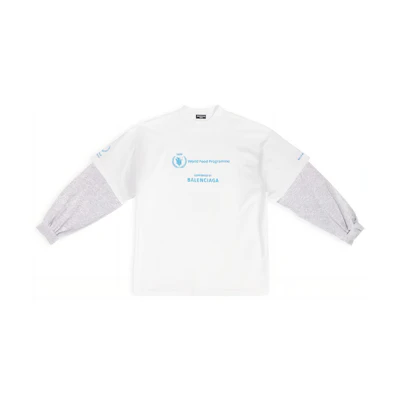 Balenciaga WFP FW22 Logo Print Oversized Long-Sleeve White T-Shirt for Men. 698089TMVL29086