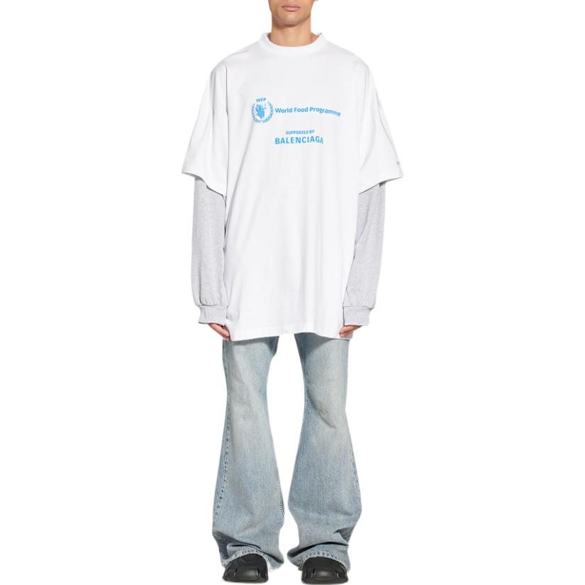 Balenciaga WFP FW22 Logo Print Oversized Long-Sleeve White T-Shirt for Men. 698089TMVL29086 圖 4