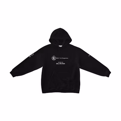 Balenciaga WFP FW22 Logo Print Pullover Hoodie Black Mens 600583TMVL11070
