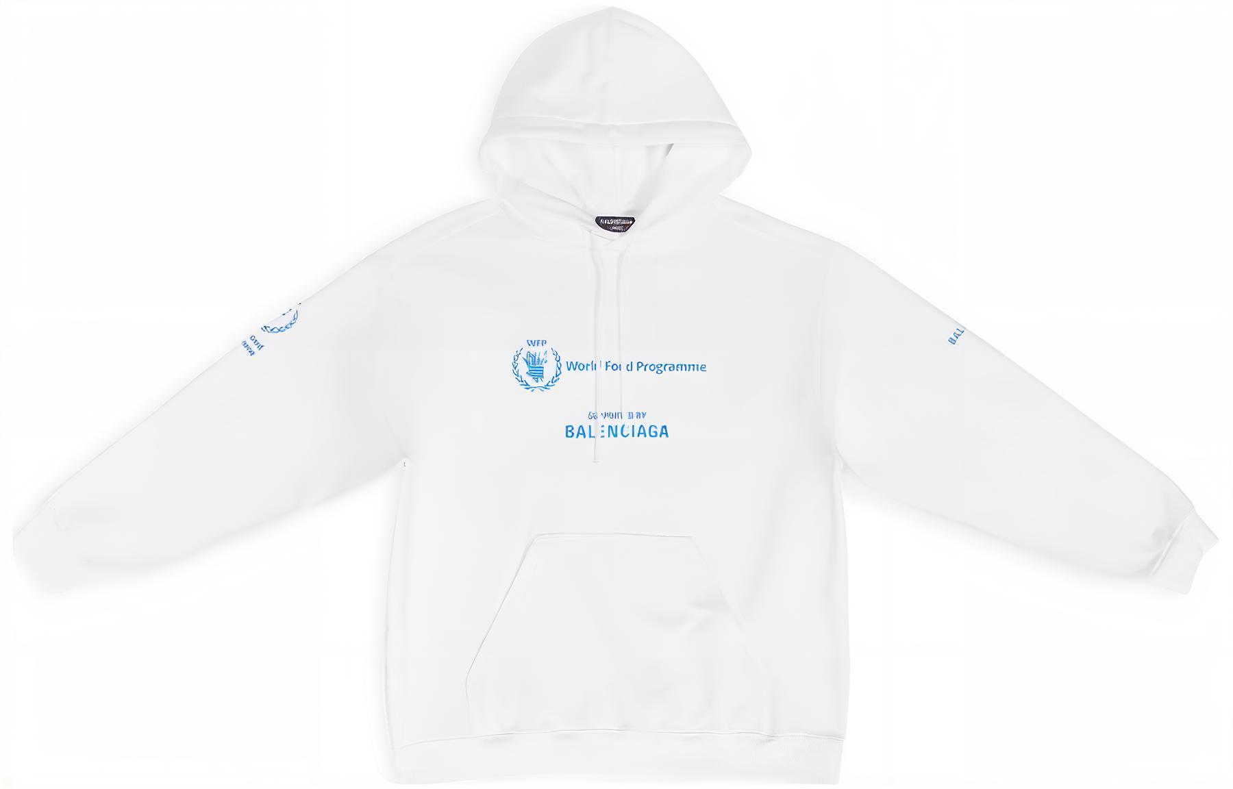 Buy Balenciaga x WFP FW22 Logo Print Pullover Hoodie White  Regular Fit. 600583TMVL19086