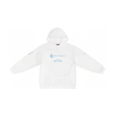Balenciaga WFP FW22 Logo Print Pullover Hoodie White Regular Fit. 600583TMVL19086