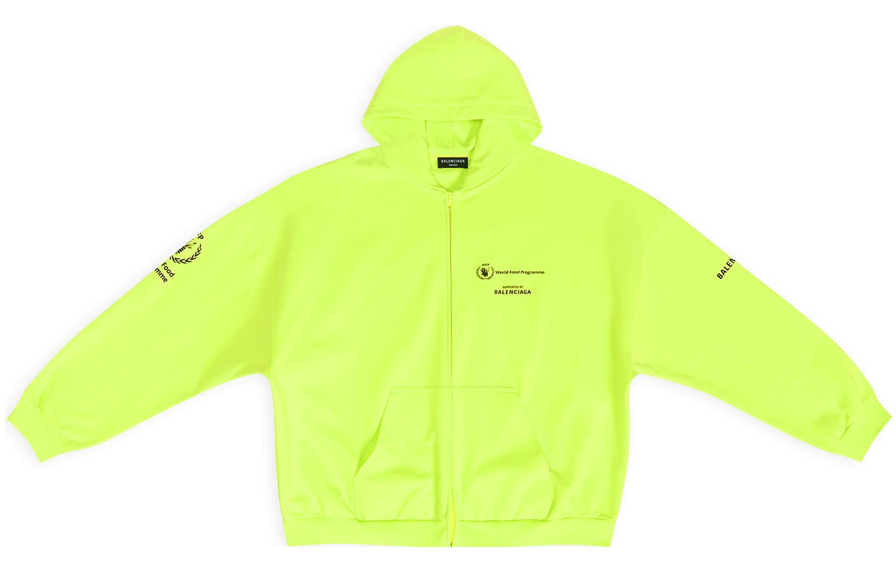 Balenciaga WFP FW22 Logo Zip Pullover Hoodie Fluorescent Yellow () 674719TMVL17110