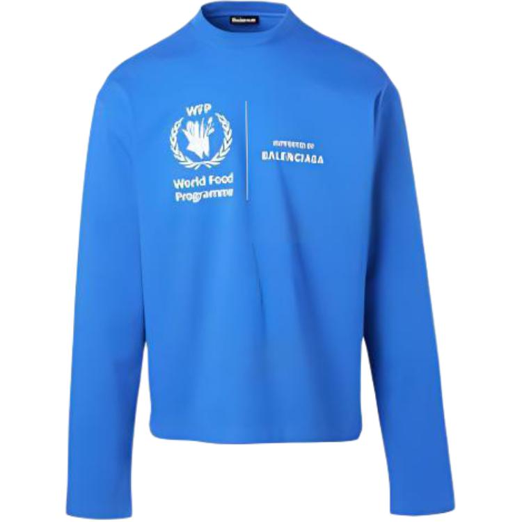 Balenciaga WFP FW22 Wheat Logo Printed Blue Crewneck Sweatshirt Men Regular Fit 612967-THV84-8077