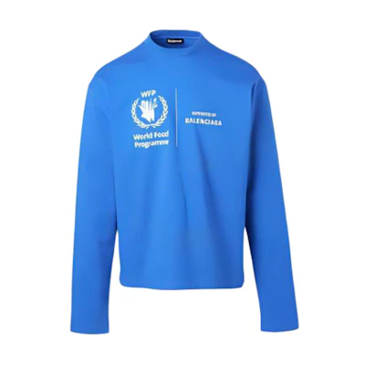 Balenciaga WFP FW22 Wheat Logo Printed Blue Crewneck Sweatshirt Men Regular Fit 612967-THV84-8077