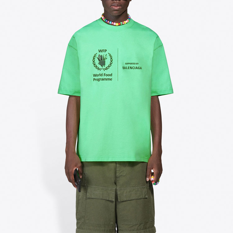 Shop 巴黎世家 x 世界粮食计划署标志霓虹绿色圆领T恤 612966THV844162