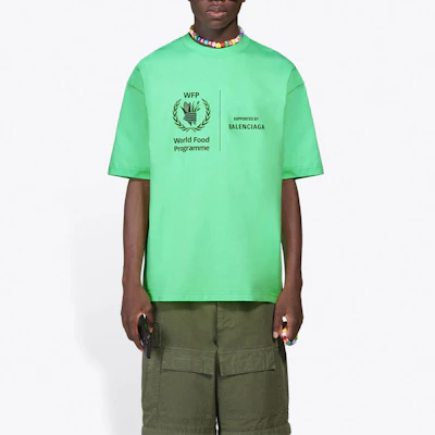 巴黎世家 x 世界粮食计划署标志霓虹绿色圆领T恤 612966THV844162 Shop 巴黎世家 x 世界粮食计划署标志霓虹绿色圆领T恤 612966THV844162