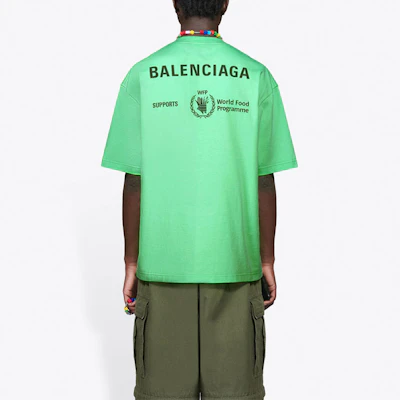 巴黎世家 x 世界粮食计划署标志霓虹绿色圆领T恤 612966THV844162 Details for 巴黎世家 x 世界粮食计划署标志霓虹绿色圆领T恤 612966THV844162